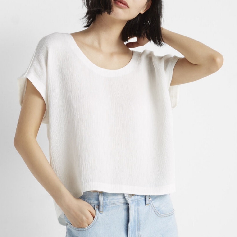 Club Monaco textured scoop neck top